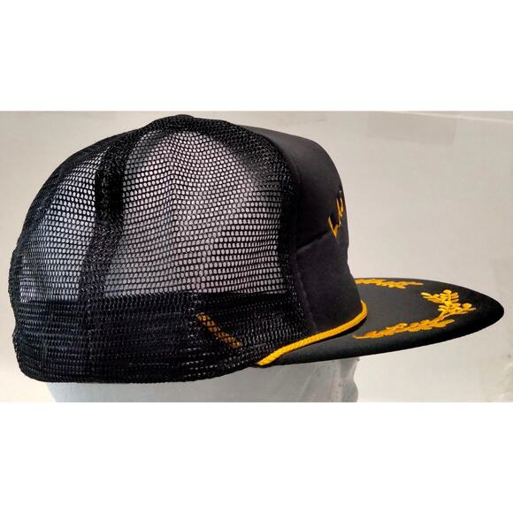 Vintage Las Vegas Snapback Hat Black Gold Mesh Trucker Cap Roped Made In Taiwan - Picture 3 of 7